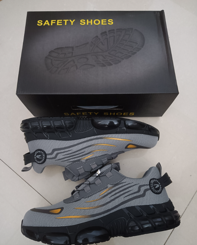Comfy Mens Breathable Steel Toe Safety Shoes - Puncture Proof, Rotating Buckle, Non Slip, Durable Work Shoes with Fabric Inner, PU Sole for Daily Casual Wear in Spring/Summer