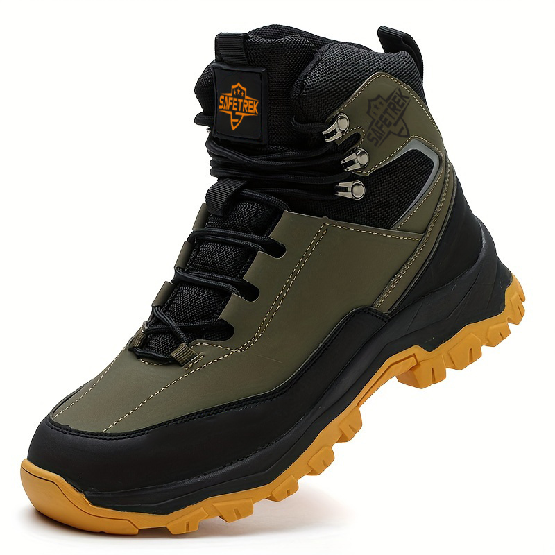 Anti-puncture Microfiber Leather Insurance Lightweight Breathable Safety Boots Labor Protective Shoes, Anti-slip, Waterproof And Puncture-proof Steel Toe Footwear Work Boots FOR Outdoor/Hiking/Construction, All-seasons