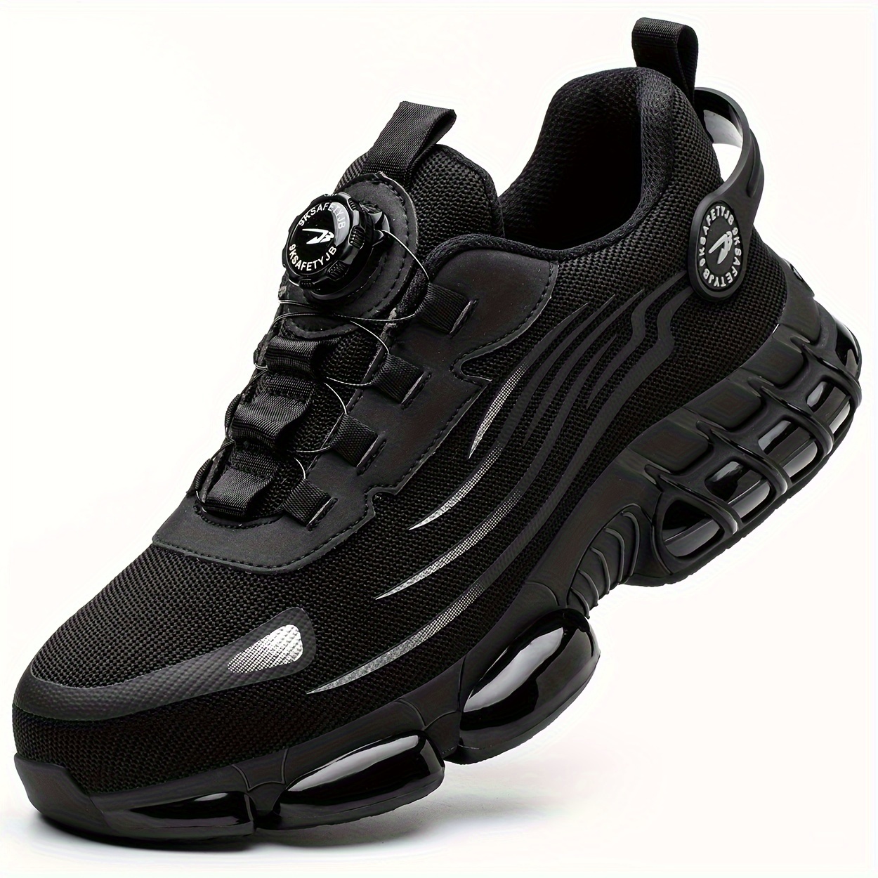 Comfy Mens Breathable Steel Toe Safety Shoes - Puncture Proof, Rotating Buckle, Non Slip, Durable Work Shoes with Fabric Inner, PU Sole for Daily Casual Wear in Spring/Summer