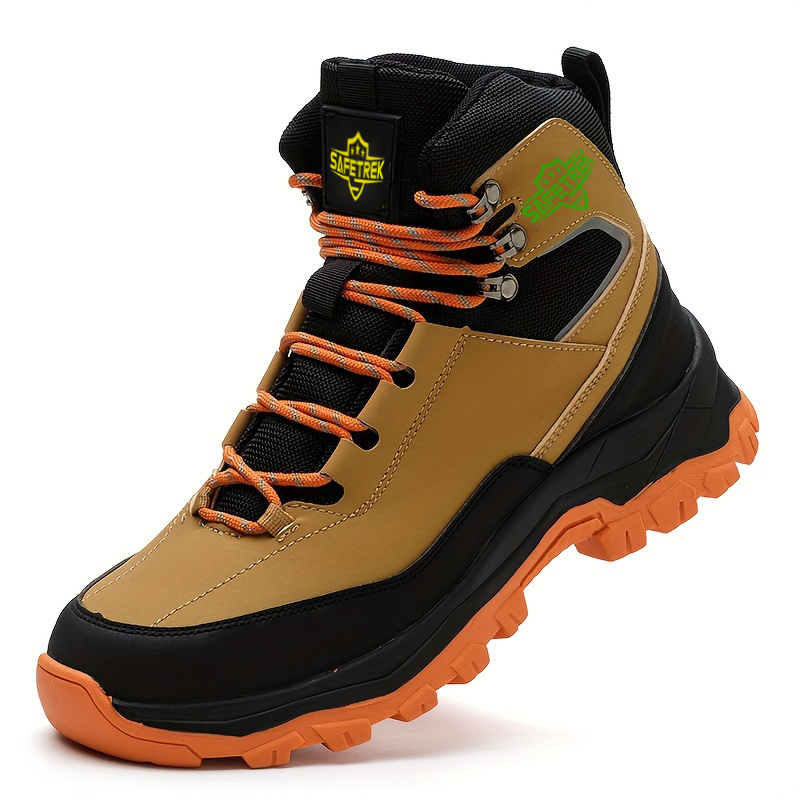 Anti-puncture Microfiber Leather Insurance Lightweight Breathable Safety Boots Labor Protective Shoes, Anti-slip, Waterproof And Puncture-proof Steel Toe Footwear Work Boots FOR Outdoor/Hiking/Construction, All-seasons