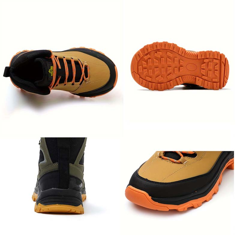 Anti-puncture Microfiber Leather Insurance Lightweight Breathable Safety Boots Labor Protective Shoes, Anti-slip, Waterproof And Puncture-proof Steel Toe Footwear Work Boots FOR Outdoor/Hiking/Construction, All-seasons
