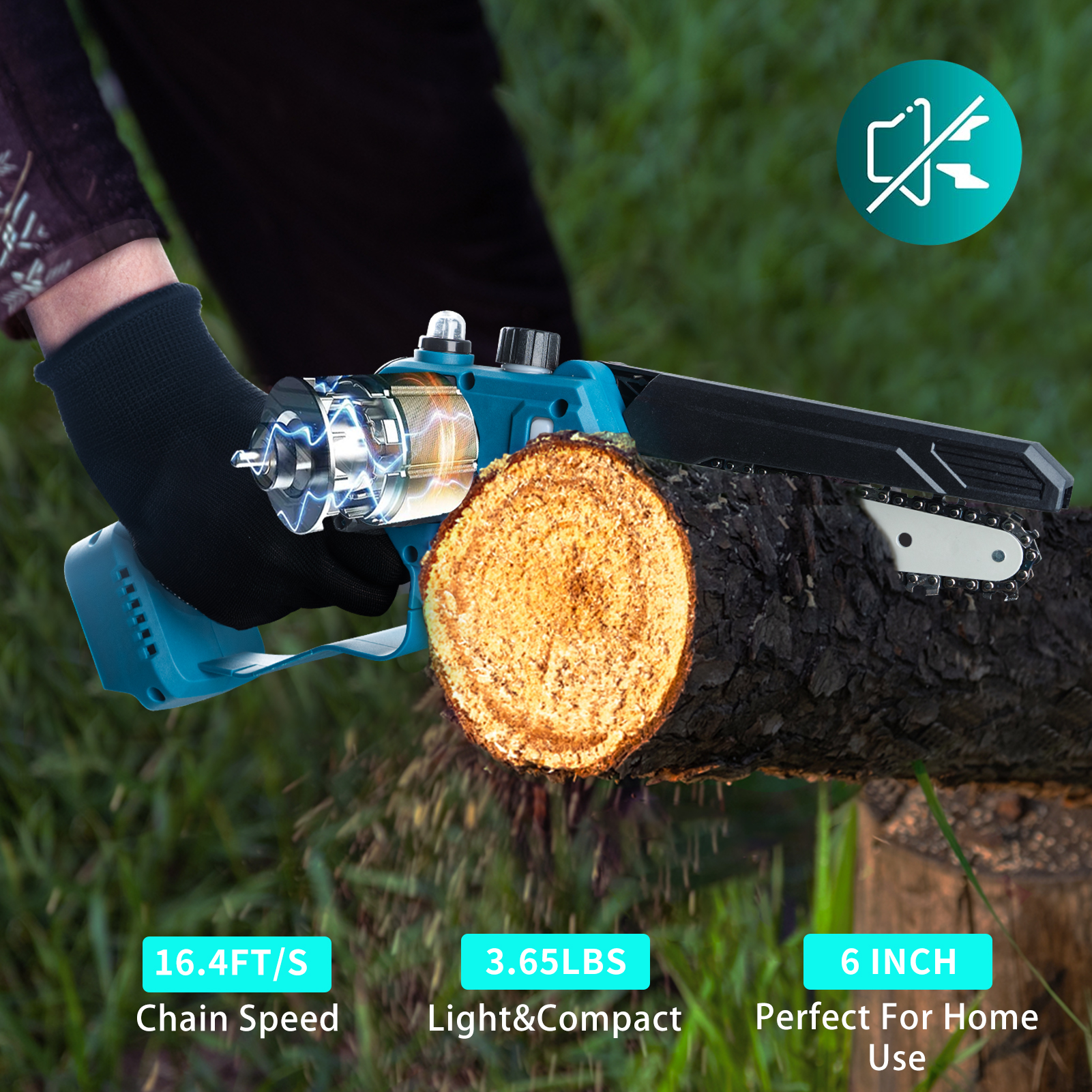 Mini Chainsaw Cordless, Battery Powered Chainsaw with Automatic Oiler, Electric Chainsaw Cordless Portable with 2 Rechargeable Batteries for Branches, Tree Trimming Wood Cutting