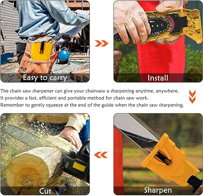 Chainsaw Sharpener, Portable Chainsaw Sharpener, Universal Chain Saw Blade Sharpener Kit with 5 Sharpening Stones, Fast Working Chainsaw Chain Sharpening Tool for 12-22 Inch Chain Saws