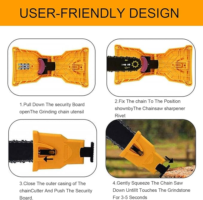 Chainsaw Sharpener, Portable Chainsaw Sharpener, Universal Chain Saw Blade Sharpener Kit with 5 Sharpening Stones, Fast Working Chainsaw Chain Sharpening Tool for 12-22 Inch Chain Saws
