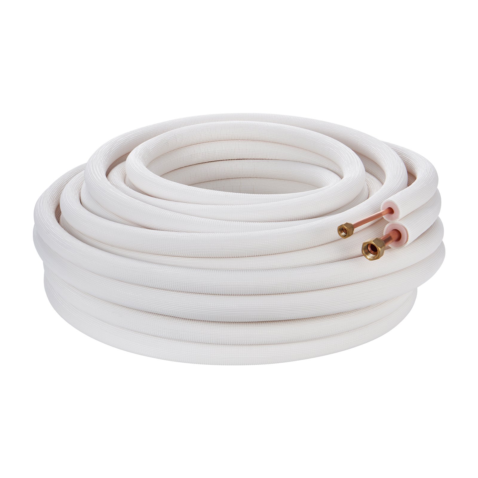 VEVOR 50FT Mini Split Line Set, 1/4" & 1/2" O.D Copper Pipes Tubing and Triple-Layer Insulation, for Mini Split Air Conditioning Refrigerant or Heating Pump Equipment & HVAC with Wrapping Strips.