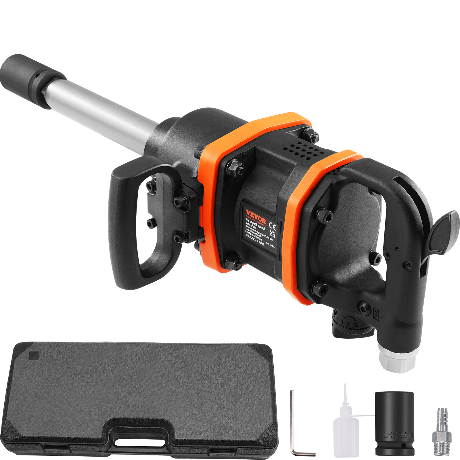 1 Inch Air Impact Wrench, Up to 3160 ft-lbs High Reverse Torque Output 1" Pneumatic Impact Gun w/ 8 Inch Extended Anvil &amp; Carrying Case for Heavy Duty Repairs and Maintenance