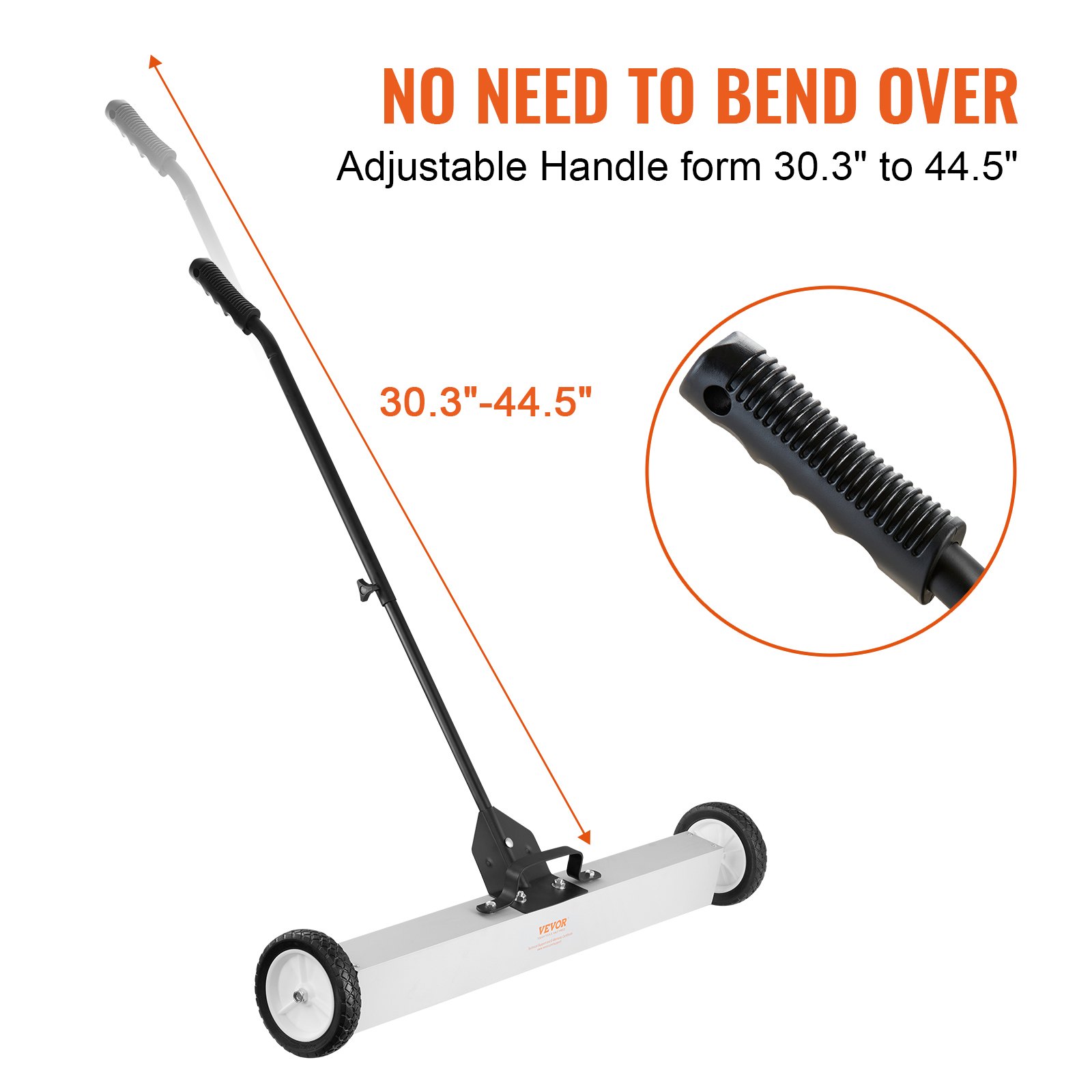 55Lbs Rolling Magnetic Sweeper with Wheels,Push-Type Magnetic Pick Up Sweeper, 24-inch Large Magnet Pickup Lawn Sweeper with Telescoping Handle, Easy Cleanup of Workshop Garage Yard