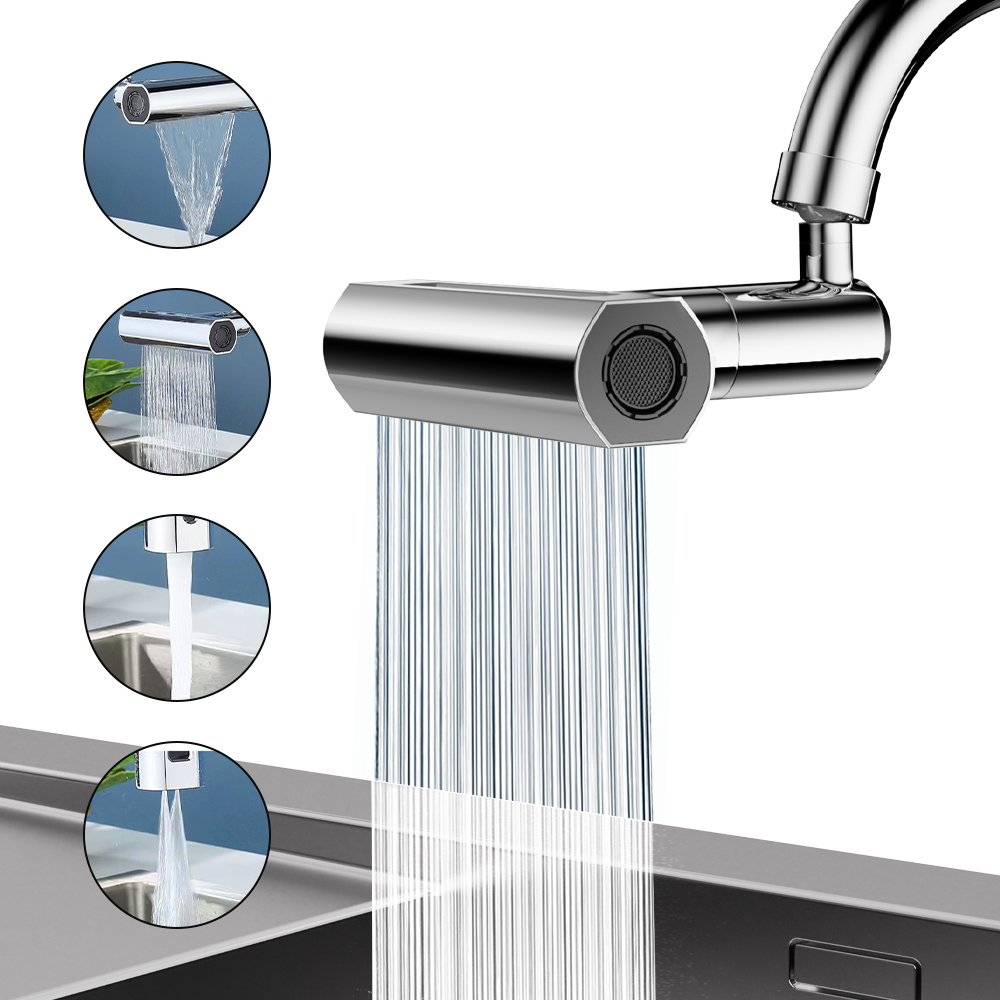 4 in 1 Faucet Extender for Kitchen Sink 360°Swivel Waterfall Anti-Splash Faucet Sprayer for Washing Vegetable Fruit