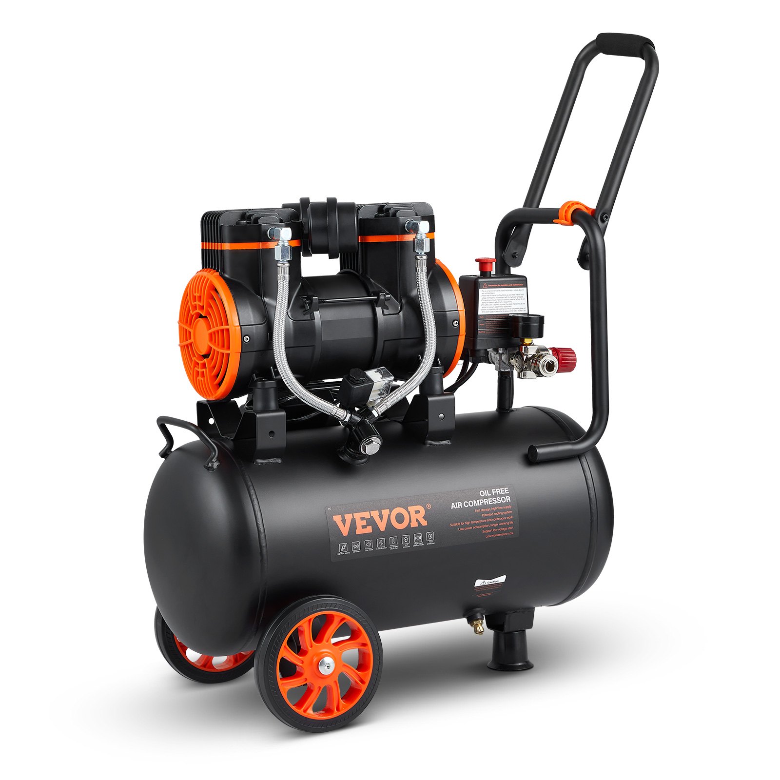 Air Compressor 6.3 Gallon 1450W 3.35 CFM@ 90PSI 70 dB Ultra Quiet Oil Free