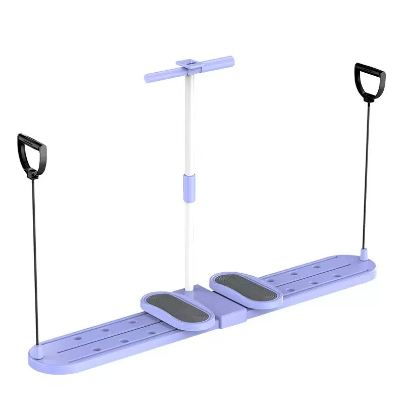New adjustable Folding Ski Trainer and Sliding Trainer - Multi-functional Home Fitness Equipment, Suitable for Thigh, Hip and Core Exercises - Portable Non-electric Exercise Mat (Purple)