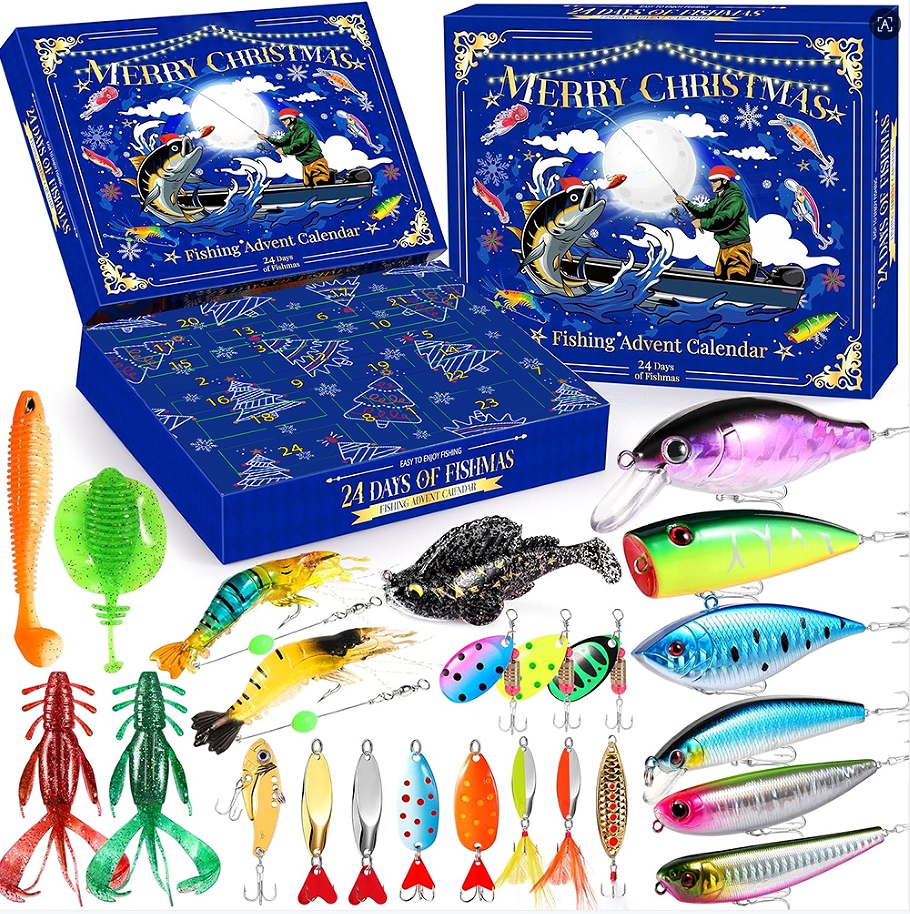 Christmas Countdown Calendar - 24 Day Fishing Lure Set for Adult Men and Teenage Boys - Christmas 2025 Surprise Gift