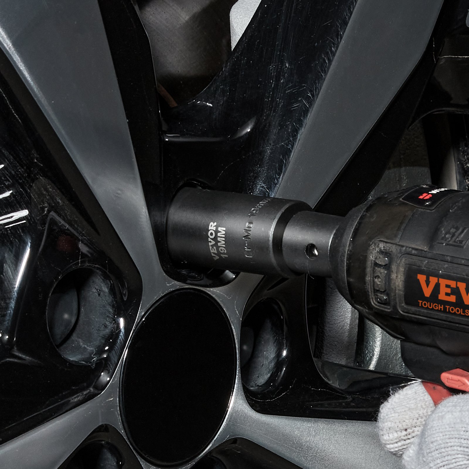 VEVOR 3/8" Drive Impact Socket Set, SAE 1/4"-3/4" and Metric 6-19mm 90 Piece Socket Set, 6 Point Cr-Mo Alloy Steel for Auto Repair, Includes Extension Bars Universal Joint Adapter Lock Storage Case