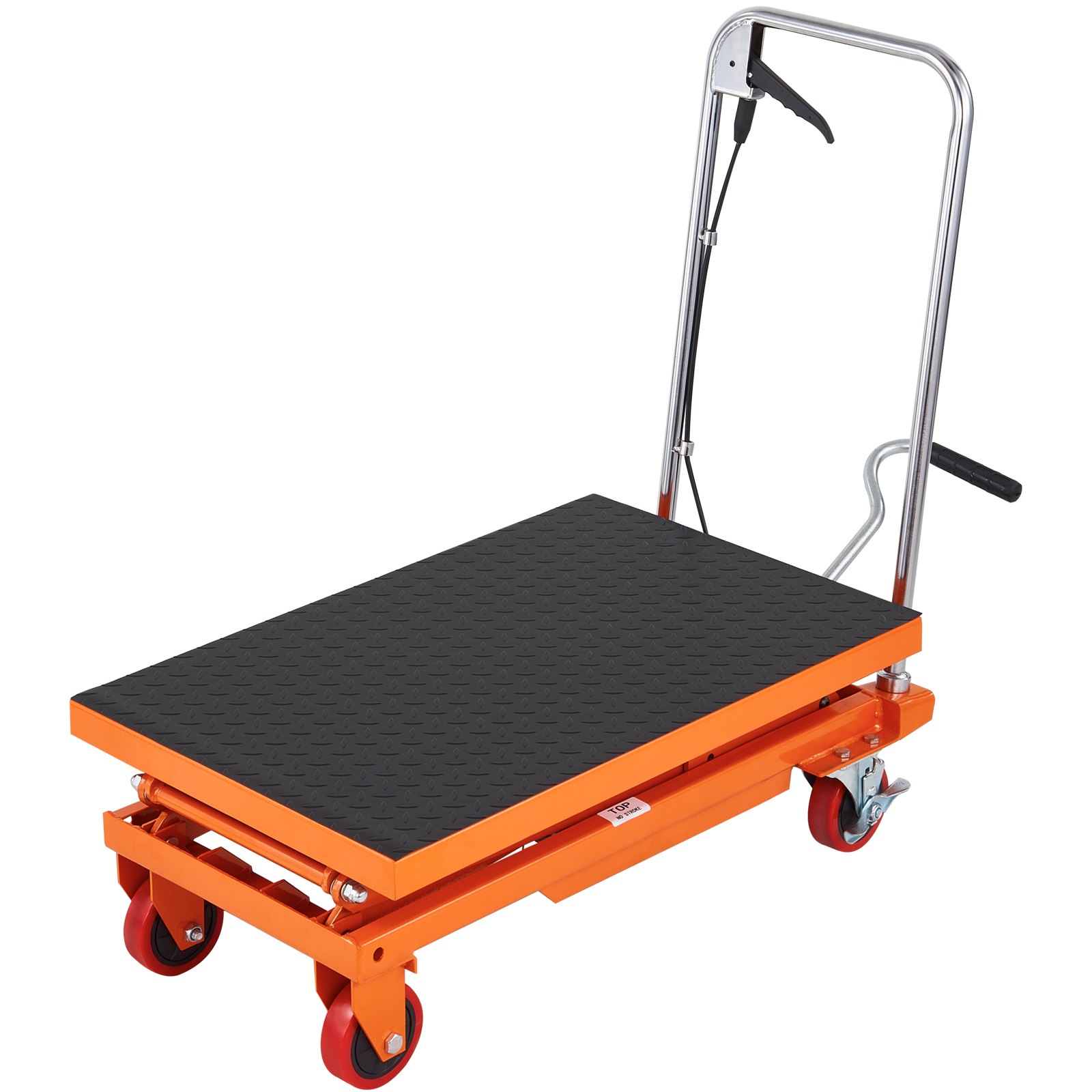 VEVOR Hydraulic Lift Table Cart, 330lbs Capacity 50" Lifting Height, Manual Double Scissor Lift Table with 4 Wheels and Non-slip Pad, Hydraulic Scissor Cart for Material Handling and Transportation