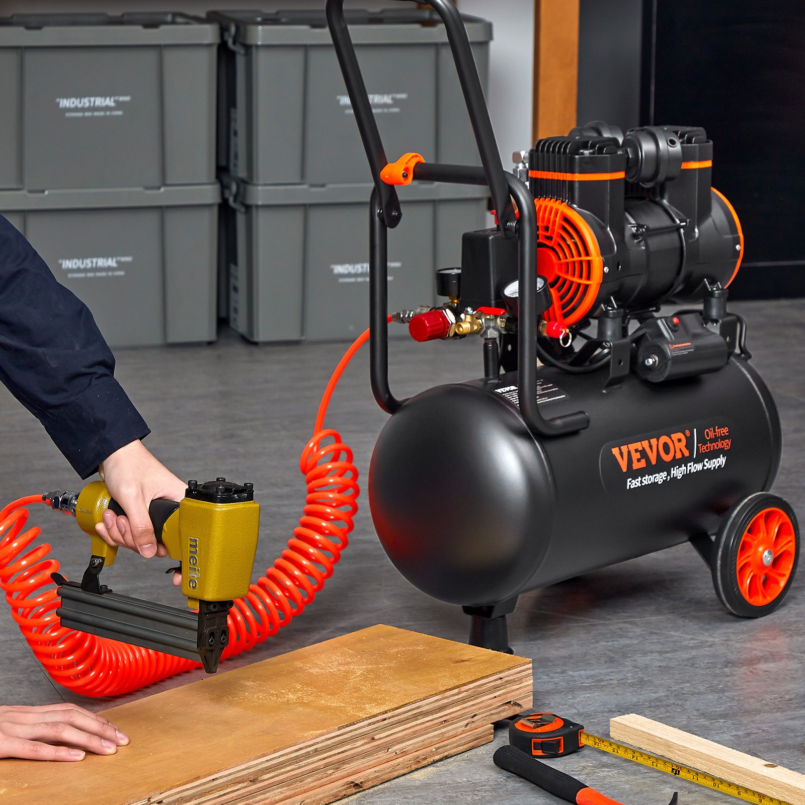 Air Compressor 6.3 Gallon 1450W 3.35 CFM@ 90PSI 70 dB Ultra Quiet Oil Free