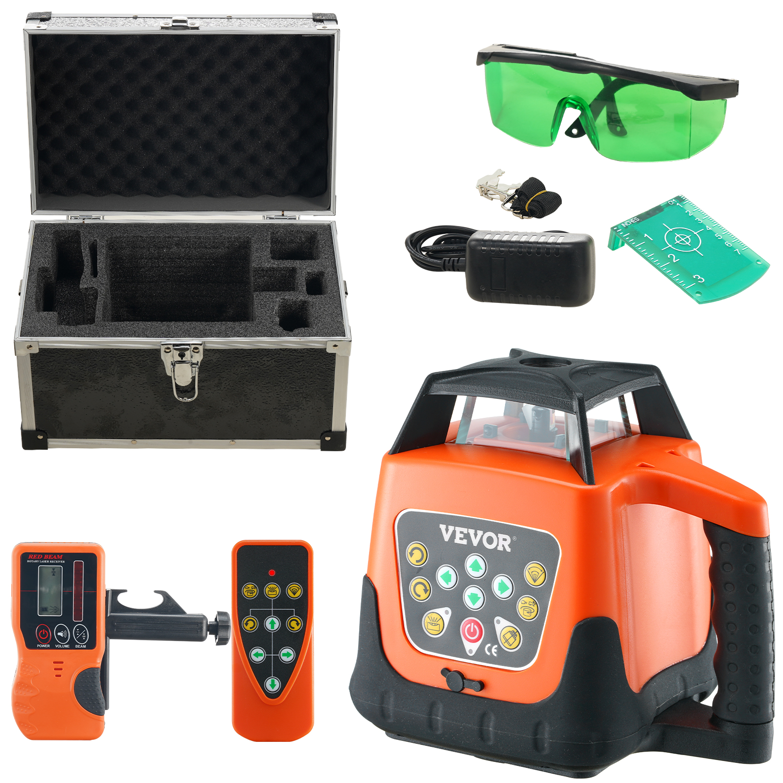 VEVOR Laser Level, 2000ft, 360 Degree Self Leveling Green Cross Line Laser, 5 Rotation Speeds &amp; 4 Scanning Angles Adjustment, IP66 Waterproof Remote Control Manual Self-leveling Mode, Battery Included