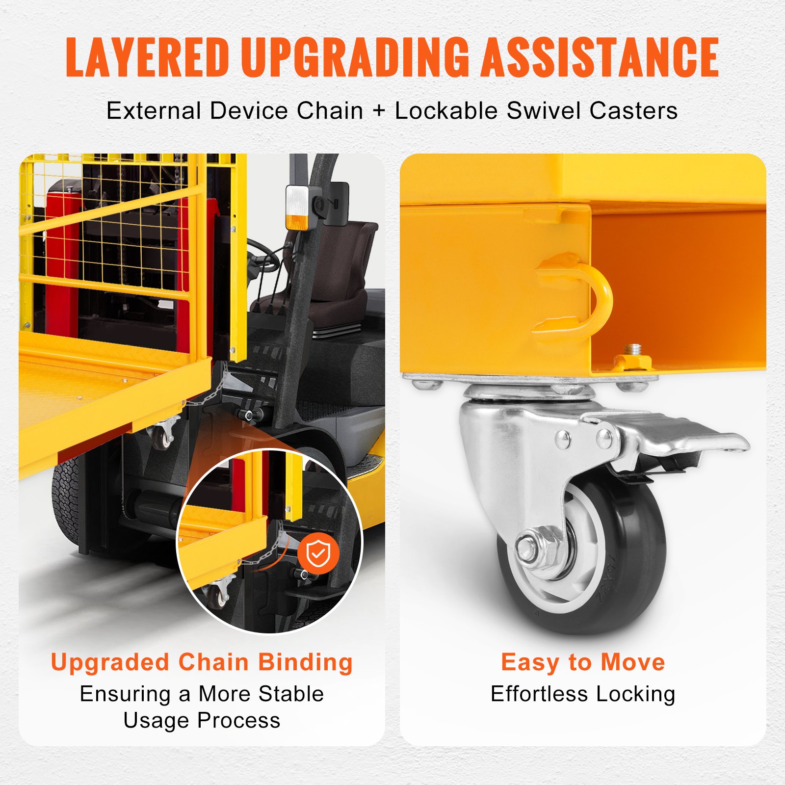 VEVOR Forklift Safety Cage, 1200 lbs Load Capacity, 36 x 36 inches Folding Forklift Work Platform with Lockable Swivel Wheels, Drain Hole &amp; Device Chain, Holds 1 to 2 Adults, Perfect for Aerial Work