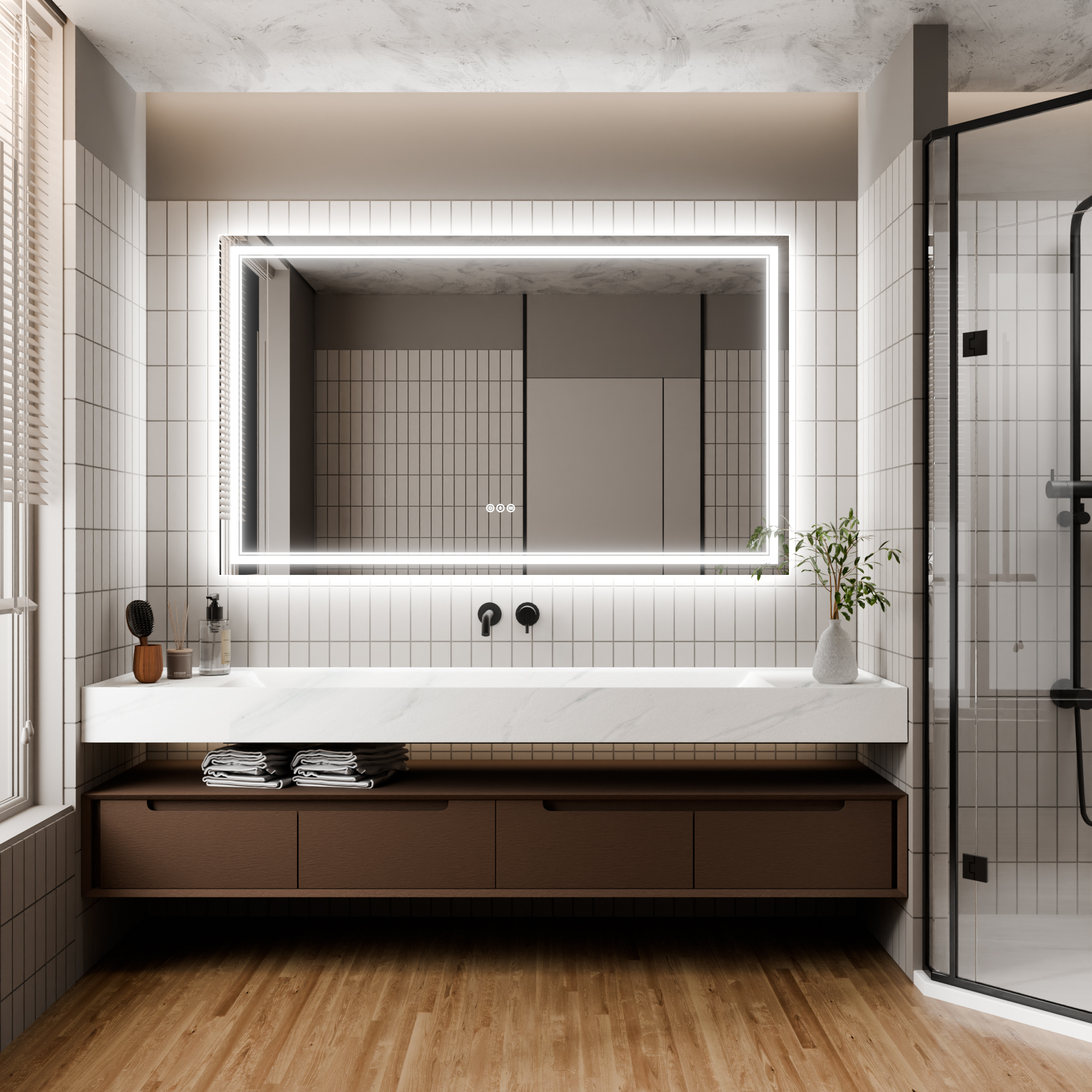 LED Bathroom Vanity Mirror with Light, 36x 60 inch, Anti Fog, Dimmable,Tricolor temperature，Backlit &amp; Frontlit，Both Vertical and Horizontal Wall Mounted Vanity Mirror(36x60)