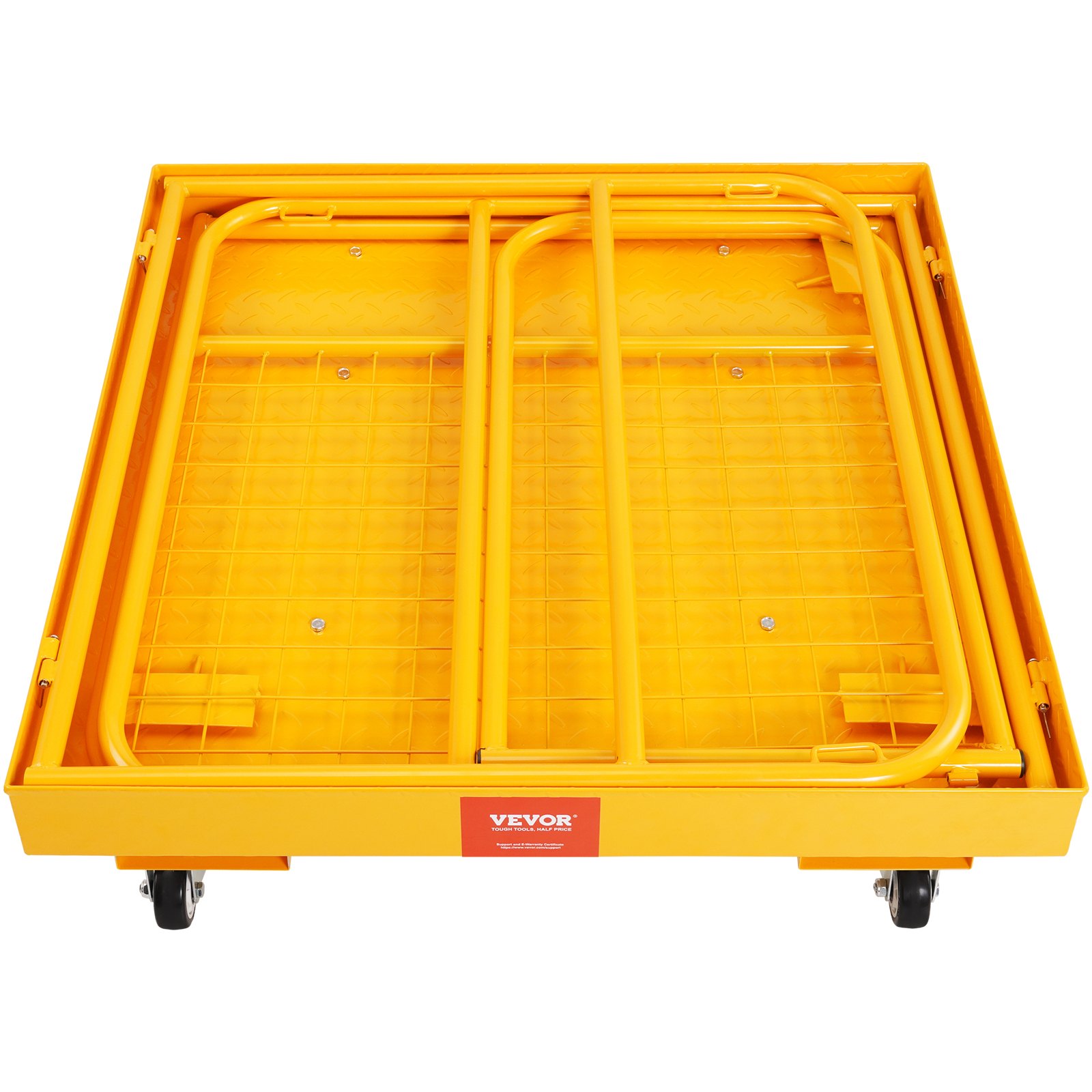 VEVOR Forklift Safety Cage, 1200 lbs Load Capacity, 36 x 36 inches Folding Forklift Work Platform with Lockable Swivel Wheels, Drain Hole &amp; Device Chain, Holds 1 to 2 Adults, Perfect for Aerial Work