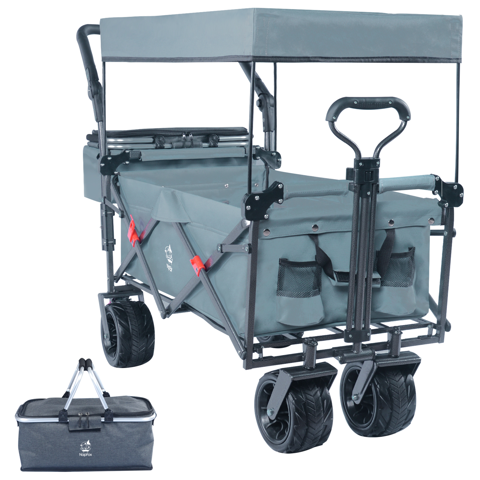 Collapsible Wagon Heavy Duty Folding Wagon Cart Full Grey