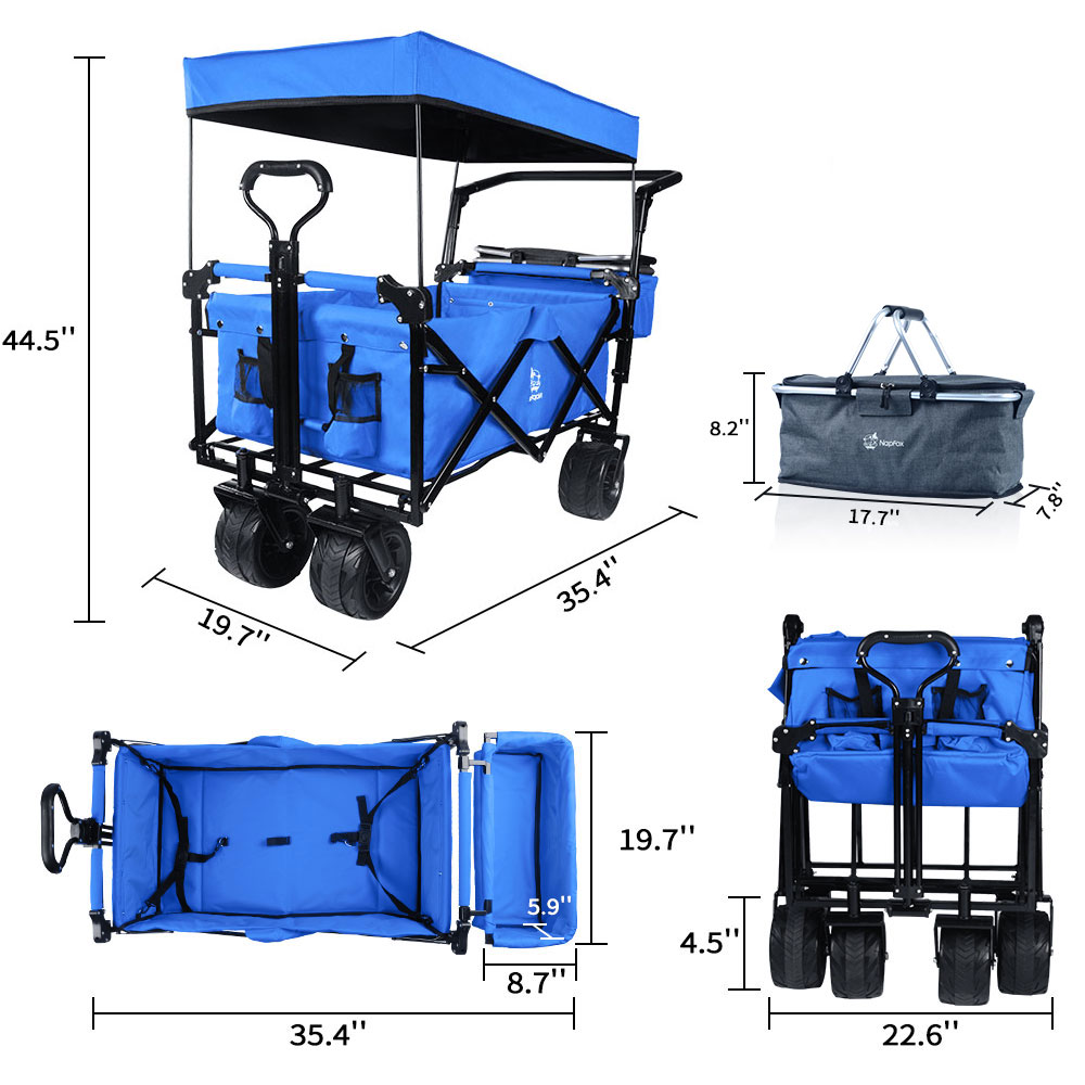 Collapsible Wagon Heavy Duty Folding Wagon Cart blue
