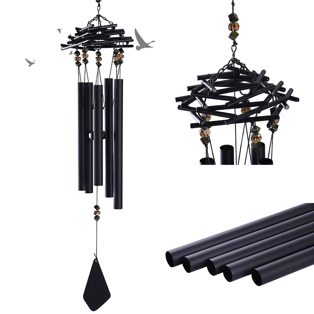 28" Black Wind Chimes for Outside with Bird's Nest Design,Garden,Outdoor,Patio Decor,Memorial,Gardening,Housewarming Gifts,Sympathy Wind Chimes for Loss of Loved one