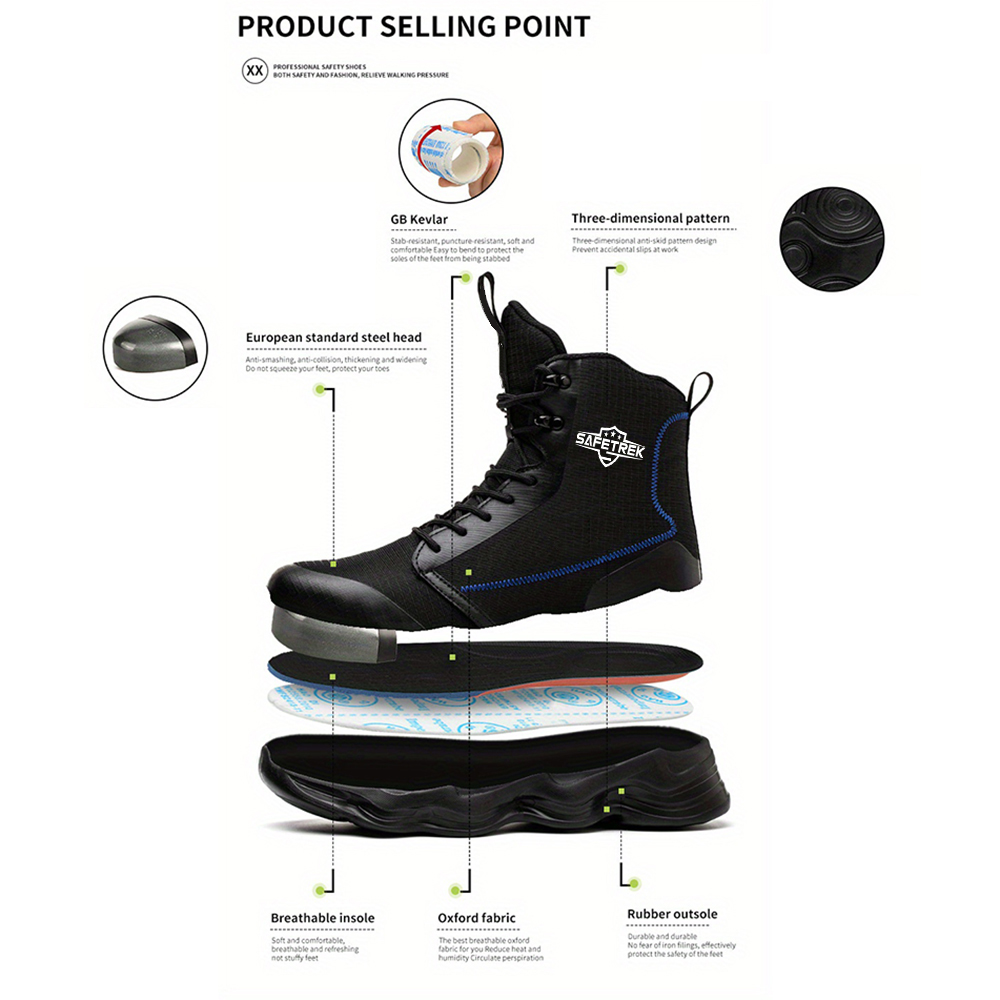 Steel Toe Work Shoes for Men Women Lightweight Comfortable Industrial & Construction Safety Lightweight Footwear