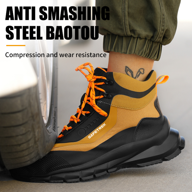 Anti-puncture Microfiber Leather Insurance Lightweight Breathable Safety Boots Labor Protective Shoes, Anti-slip, Waterproof And Puncture-proof Steel Toe Footwear Work Boots FOR Outdoor/Hiking/Construction, All-seasons