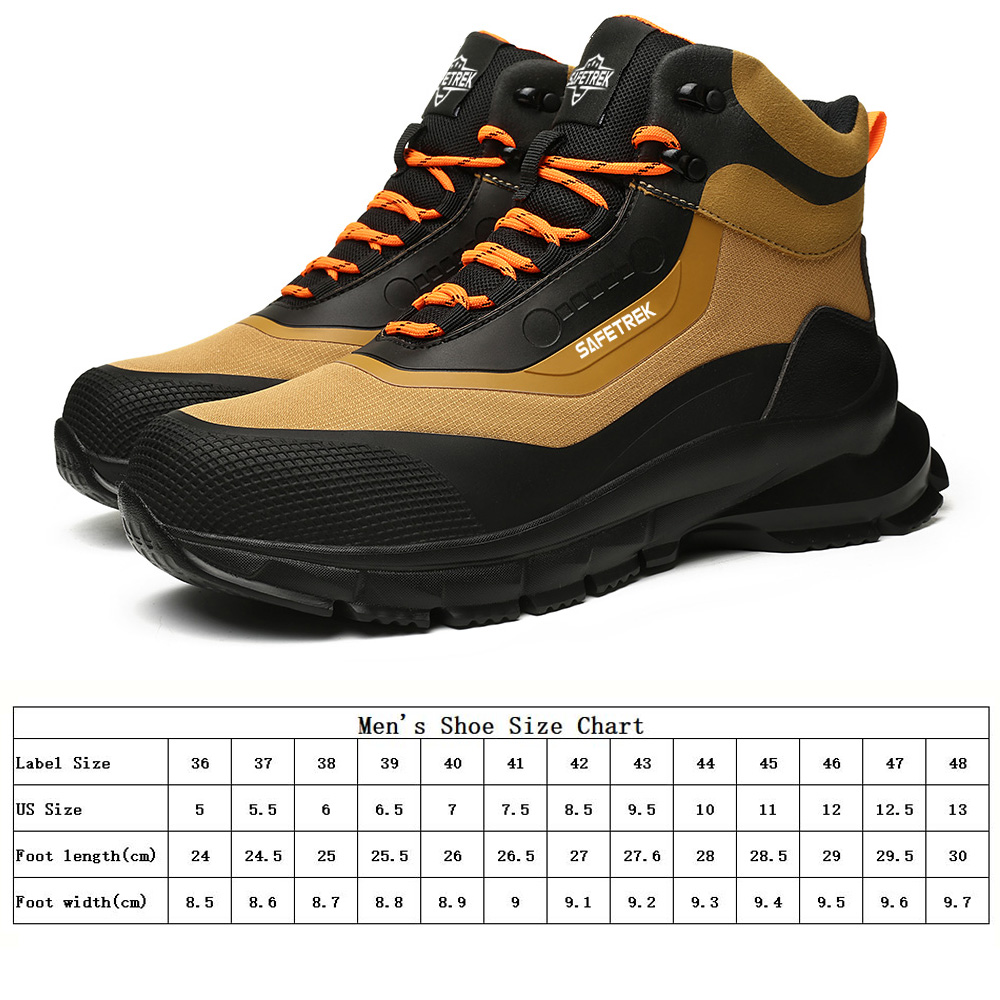 Anti-puncture Microfiber Leather Insurance Lightweight Breathable Safety Boots Labor Protective Shoes, Anti-slip, Waterproof And Puncture-proof Steel Toe Footwear Work Boots FOR Outdoor/Hiking/Construction, All-seasons