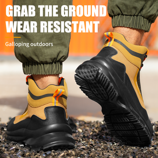 Anti-puncture Microfiber Leather Insurance Lightweight Breathable Safety Boots Labor Protective Shoes, Anti-slip, Waterproof And Puncture-proof Steel Toe Footwear Work Boots FOR Outdoor/Hiking/Construction, All-seasons