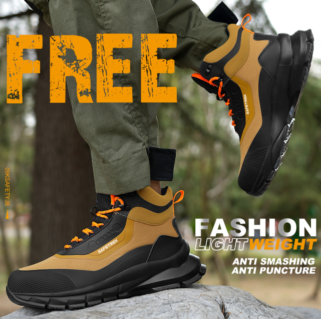 Anti-puncture Microfiber Leather Insurance Lightweight Breathable Safety Boots Labor Protective Shoes, Anti-slip, Waterproof And Puncture-proof Steel Toe Footwear Work Boots FOR Outdoor/Hiking/Construction, All-seasons