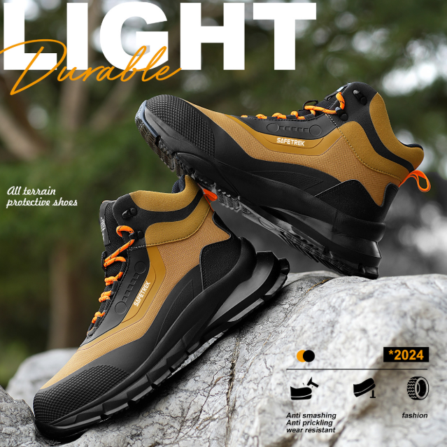 Anti-puncture Microfiber Leather Insurance Lightweight Breathable Safety Boots Labor Protective Shoes, Anti-slip, Waterproof And Puncture-proof Steel Toe Footwear Work Boots FOR Outdoor/Hiking/Construction, All-seasons