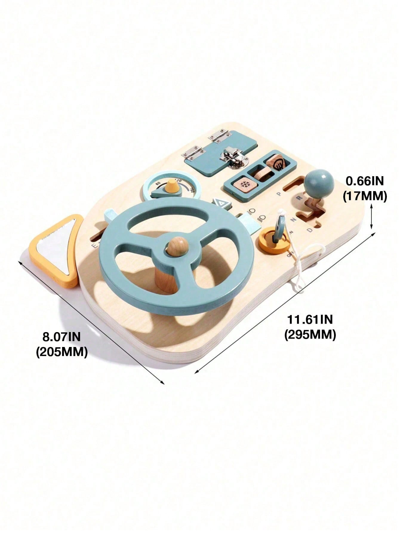 Wooden Driving Simulator Toy for Toddlers – Portable Montessori Busy Board with Steering Wheel & Gear Shifter, Travel Activity Toy for Plane, Car & Home, Ages 1-4