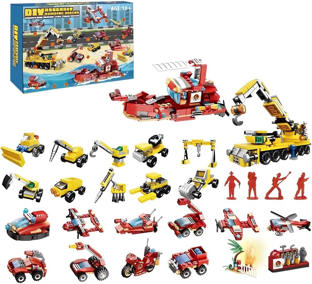 24 Sets Kids Block Sets Party Favors, Mini Car Block Toys, Great for Gift Bag Fillers, Classroom Prizes, Valentine's Day Easter Birthday Gifts