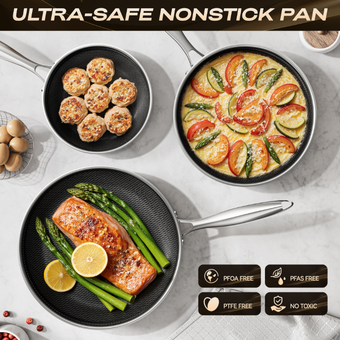 Zeropan Hybrid Nonstick 8 Inch Frying Pan,Non stick Frying Pan,Stay-Cool Handle, Dishwasher-Friendly, Oven-Safe Up to 600°F, Induction Ready, Compatible with All Cooktops