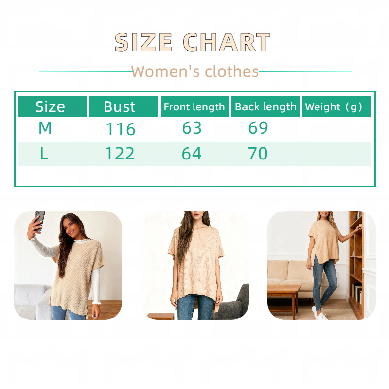 Womenswear Crewneck Short Sleeve Sweater - Lightweight Cotton &amp; Acrylic Tunic Top for Autumn Winter - Refined Silhouette, Cold-Cycle Friendly, No Shrinkage