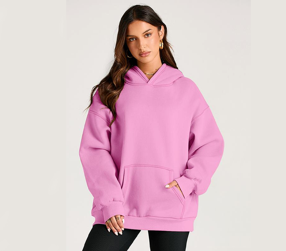 Women's Casual Oversized Pink Hoodie Pullover - Athletic&Warm Long Sleeve Relaxed Fit Sweatshirt in Soft Fleece Material Perfect for Everyday Wear & Leisure Activities