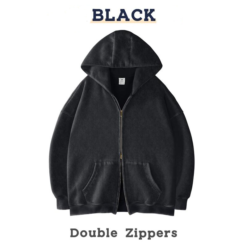 Casual Oversized Double-Zipper Hoodie - Athletic & Warm Long Sleeve Relaxed Fit Sweatshirt in Soft Material Perfect for Men's & Women's Leisure Sweaters Unisex Vintage Womenswear Pullover Basic Winter