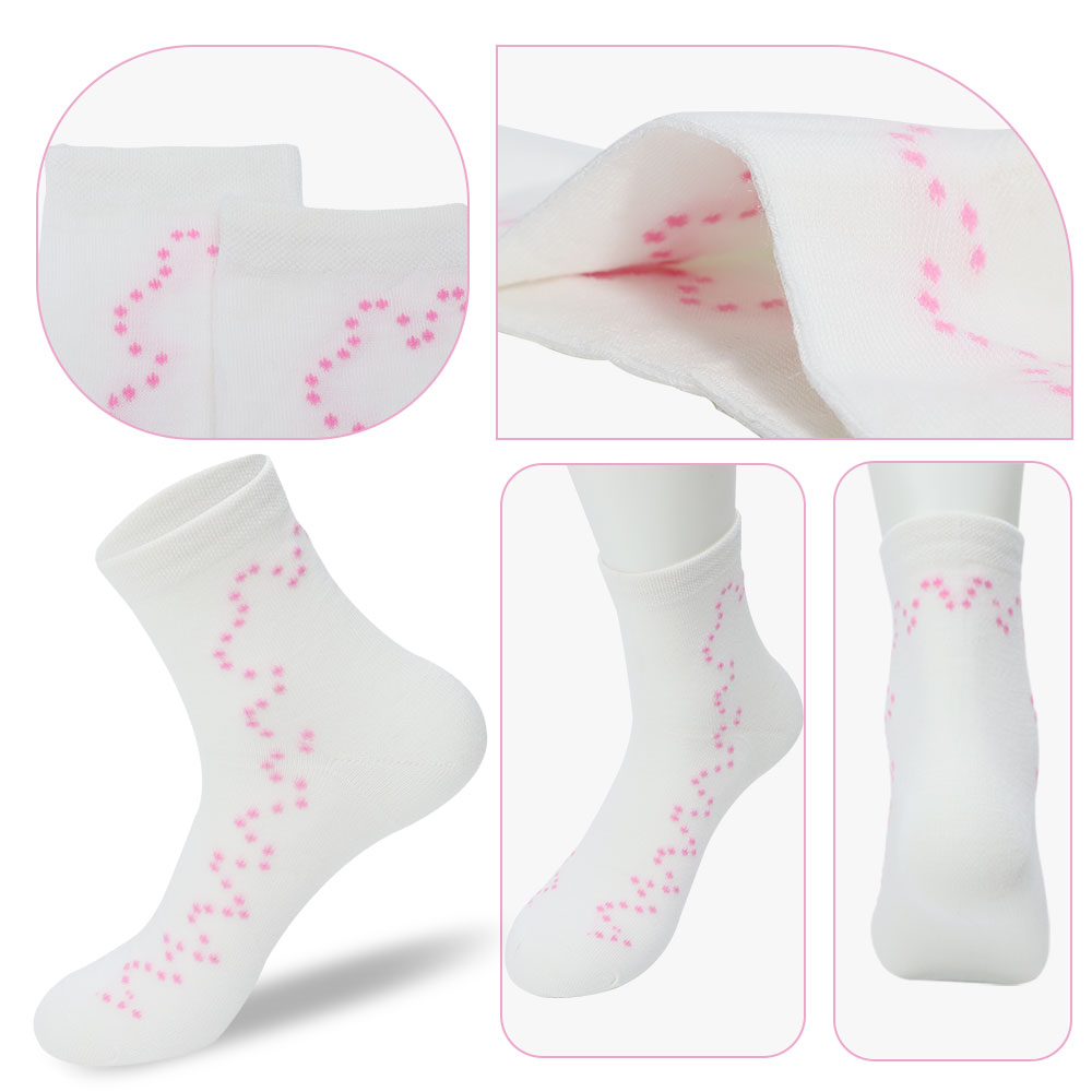 New arrival pink dot curve solid color ins cute all-match socks(Twelve pairs)
