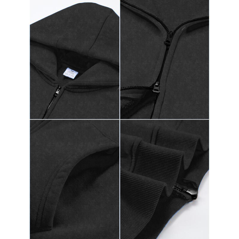 Casual Oversized Double-Zipper Hoodie - Athletic &amp; Warm Long Sleeve Relaxed Fit Sweatshirt in Soft Material Perfect for Men's &amp; Women's Leisure Sweaters Unisex Vintage Womenswear Pullover Basic Winter
