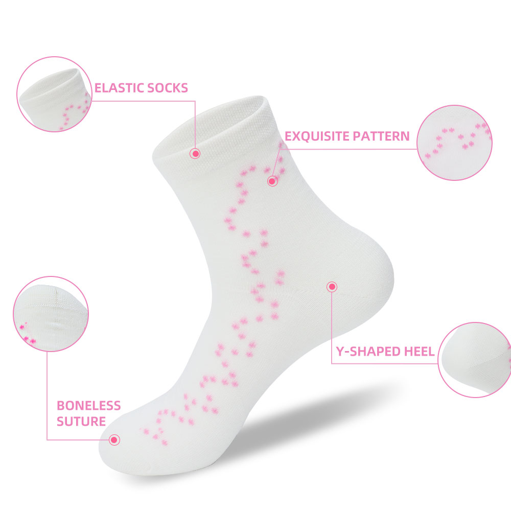 New arrival pink dot curve solid color ins cute all-match socks(Twelve pairs)