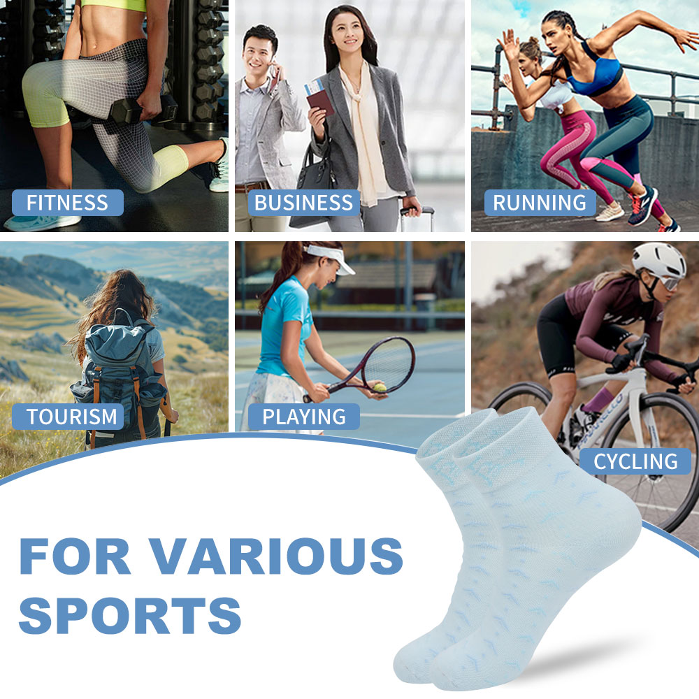 Women's blue grass breathable sweat-absorbent high-value versatile simple and fresh mid-tube socks twelve pairs(Twelve pairs)