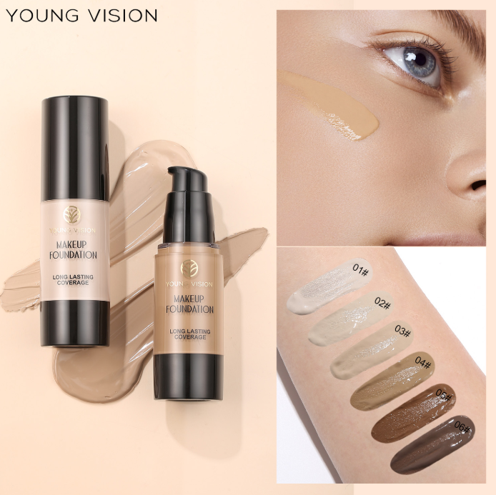 young vision 3 color matte pressed foundation brighten skin tone hide pores correct skin tone concealer