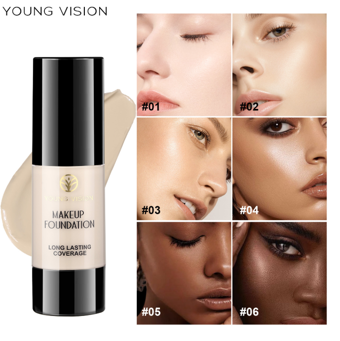 young vision 3 color matte pressed foundation brighten skin tone hide pores correct skin tone concealer