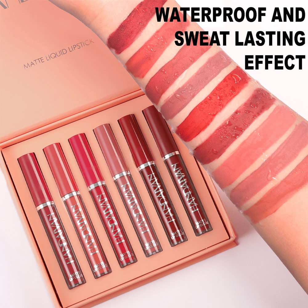 6pcs Velvet Matte Liquid Lipstick Set, Waterproof &amp; Long-Lasting, Non-Sticky Hydrating Formula, Perfect for All Skin Tones - Ideal Gift for Valentine's Day, Christmas, Halloween