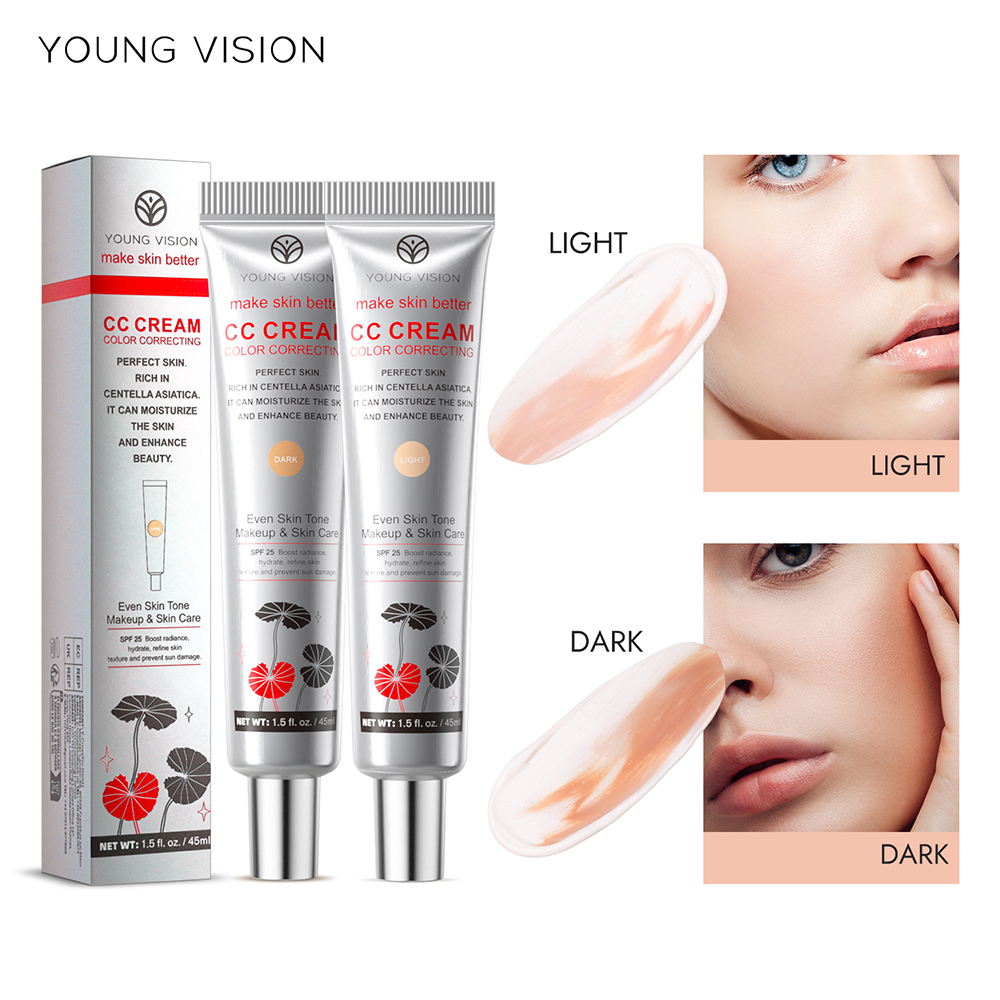 YOUNG VISION 2-color light delicate repair color change isolation CC cream watery thin natural nude sunscreen concealer liquid