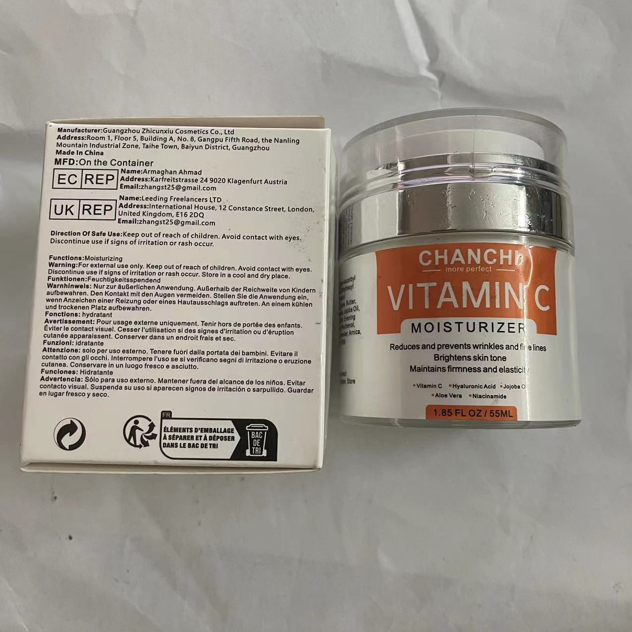 1pc, Face Cream, Vitamin C Whitening Face Care Moisturizing Anti-Aging Firming Skin Care Beauty Health 50ml