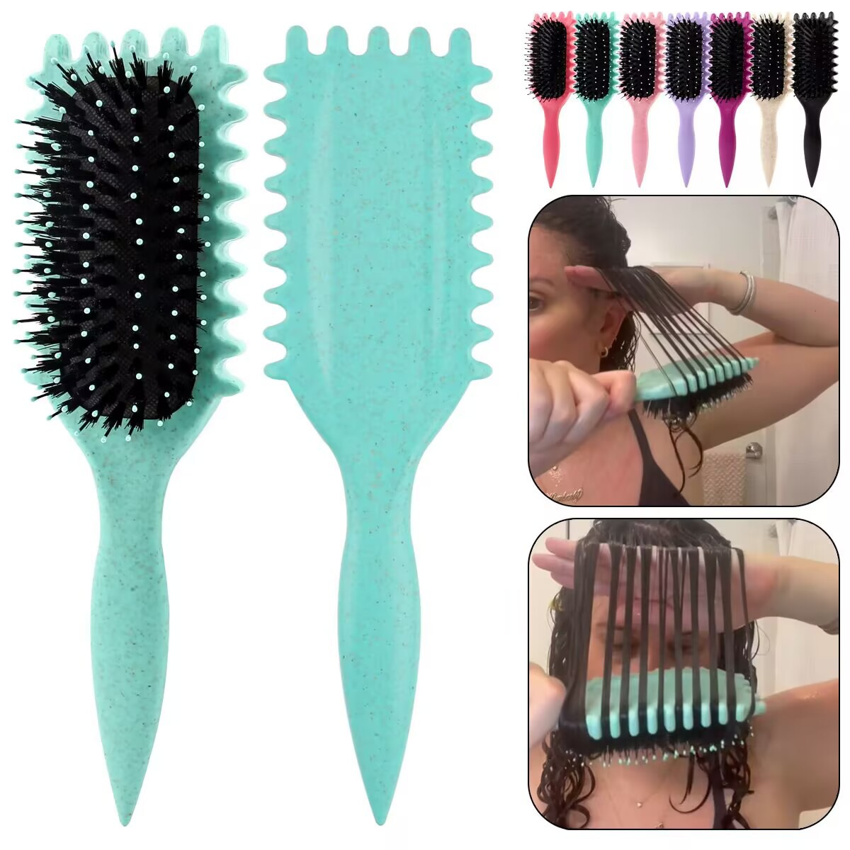 Best-selling bouncing curly defining styling comb air cushion comb striped wavy curl wheat straw smooth hair airbag comb