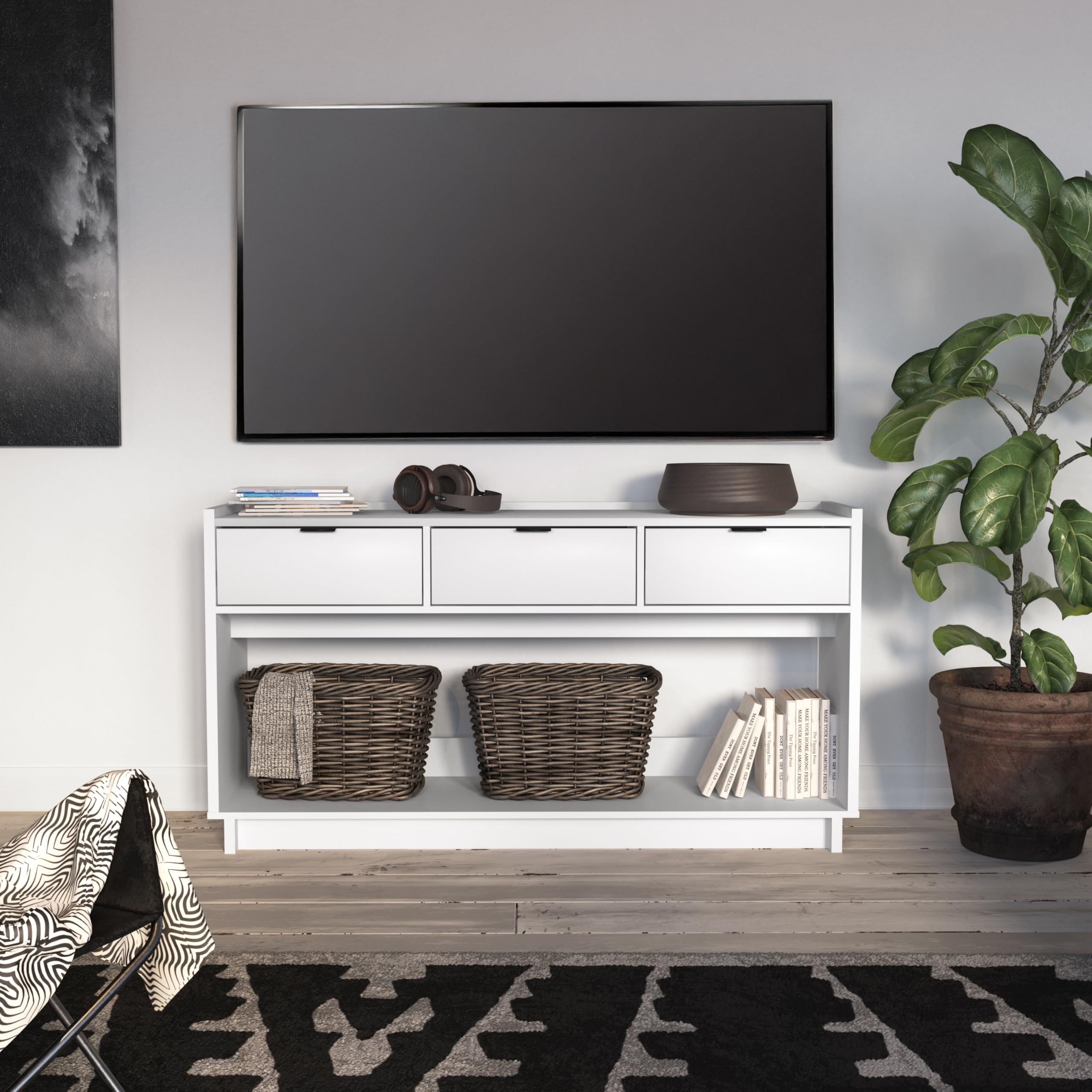 4 Console Table Doors and Shelves, Sideboard Storage Cabinet, 60" W x 30" H x 16" H