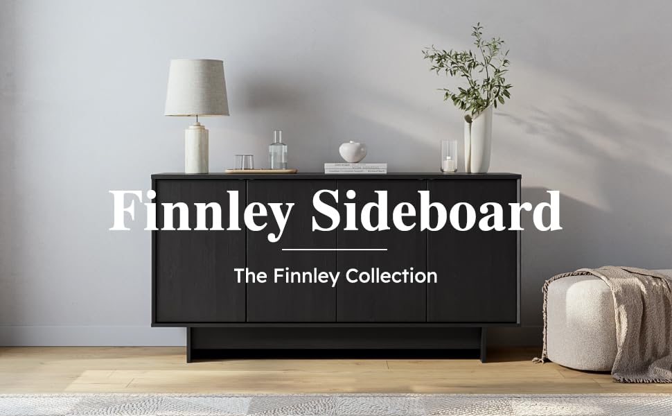 4 Console Table Doors and Shelves, Sideboard Storage Cabinet, 60" W x 30" H x 16" H