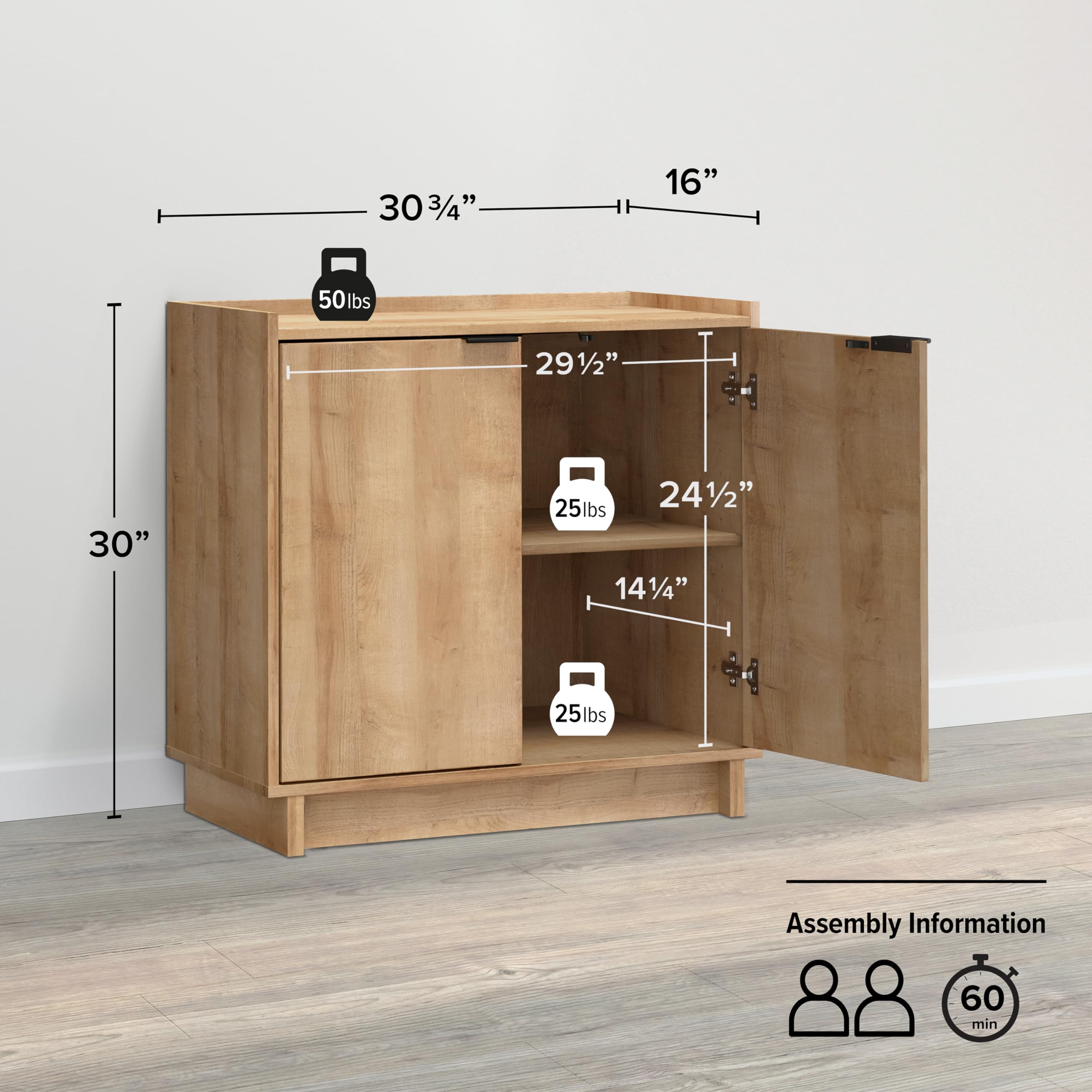 4 Console Table Doors and Shelves, Sideboard Storage Cabinet, 60" W x 30" H x 16" H